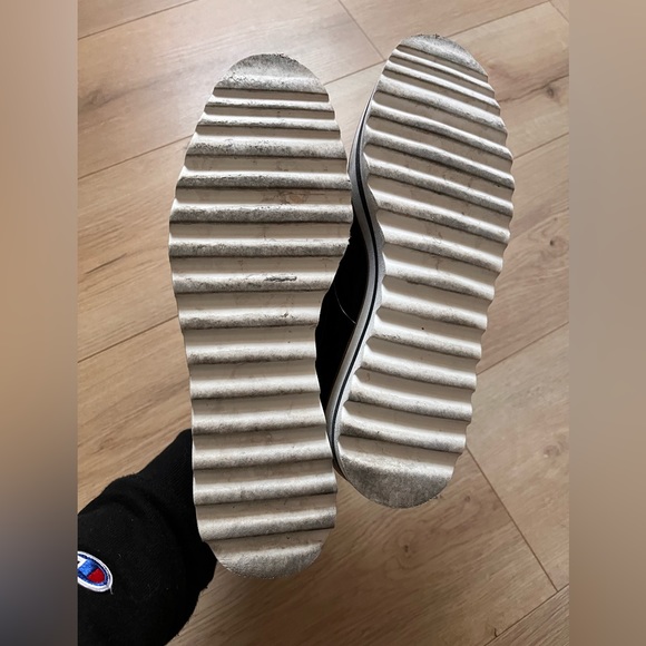 Zara Basic faux patent leather black fringe loafer white platform sole shoe 7.5 - Picture 5 of 16